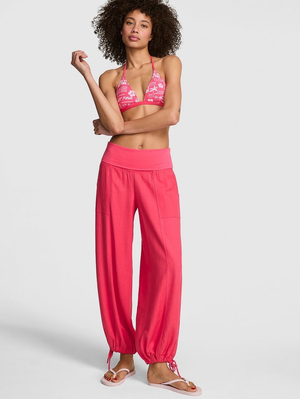 NWT Victoria’s Secret PINK Foldover Linen Jogger Pants